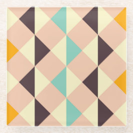 Geometric pattern overlapping diamonds & triangle ガラスコースター