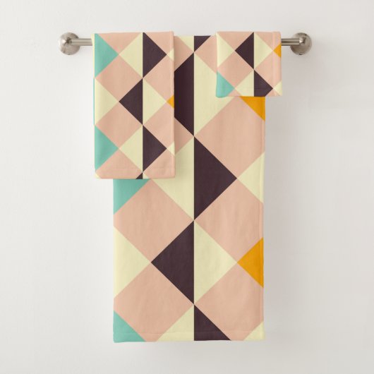 Geometric pattern overlapping diamonds & triangle バスタオルセット (インサイチュ)