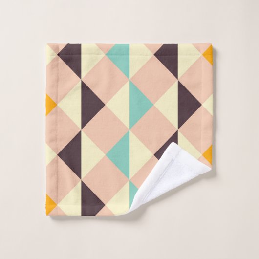 Geometric pattern overlapping diamonds & triangle バスタオルセット (ウォッシュタオル)