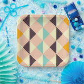 Geometric pattern overlapping diamonds & triangle ペーパープレート (パーティー)