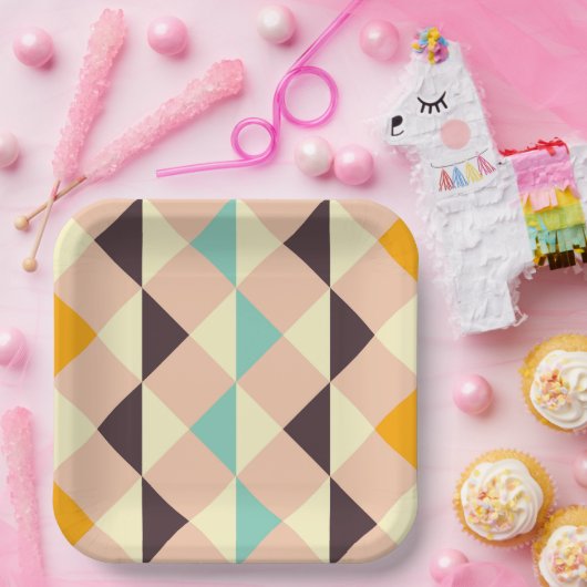 Geometric pattern overlapping diamonds & triangle ペーパープレート (パーティー)