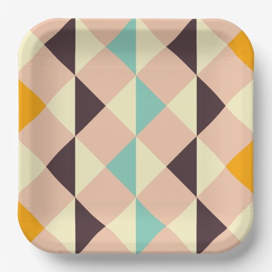 Geometric pattern overlapping diamonds & triangle ペーパープレート (正面)