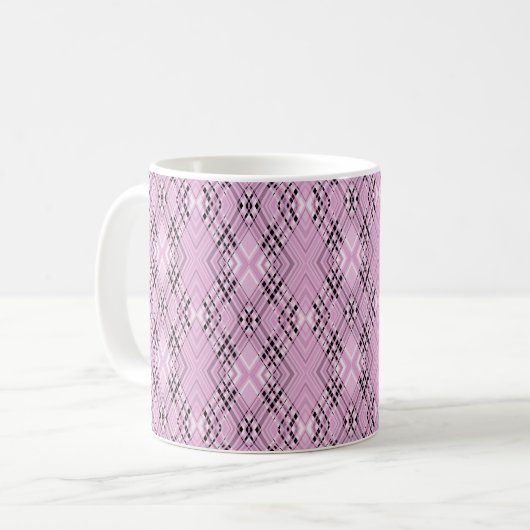Geometric pattern retro pink diamonds コーヒーマグカップ (正面左)