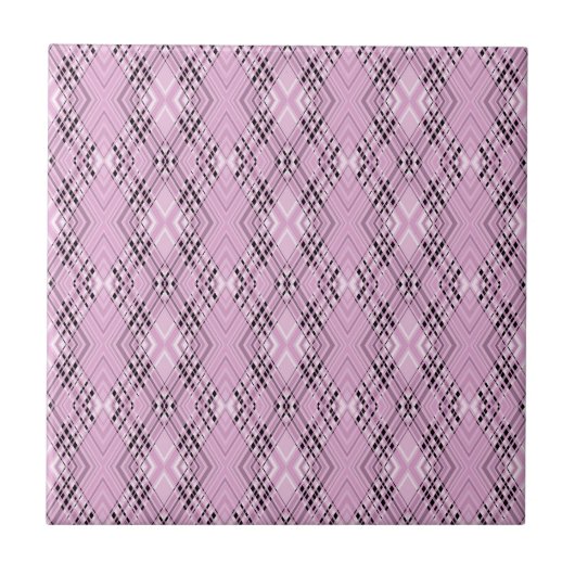 Geometric pattern retro pink diamonds タイル (正面)