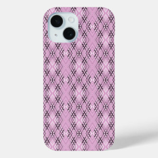 Geometric pattern retro pink diamonds iPhone 15ケース
