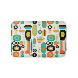 Geometric Pattern Vibrant Retro Mid Century Modern バスマット