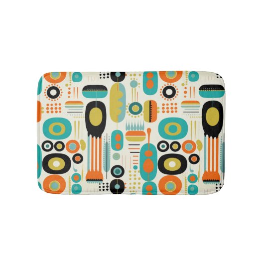 Geometric Pattern Vibrant Retro Mid Century Modern バスマット (正面)