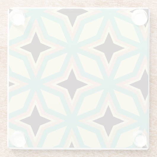 Geometric pattern with alternating dark star shape ガラスコースター (裏面)