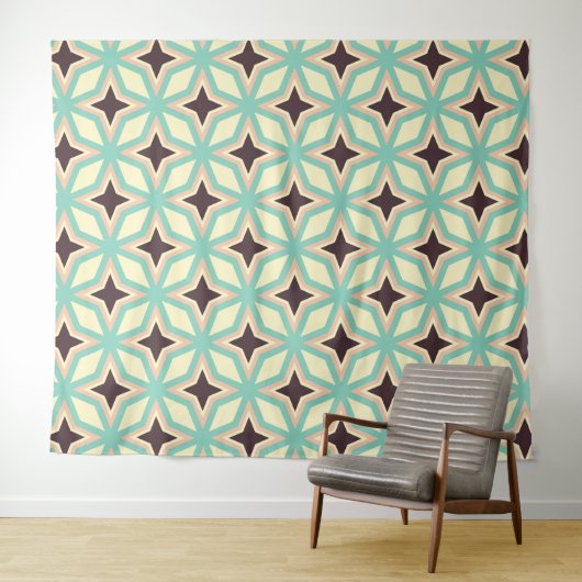 Geometric pattern with alternating dark star shape タペストリー (インサイチュ(横))