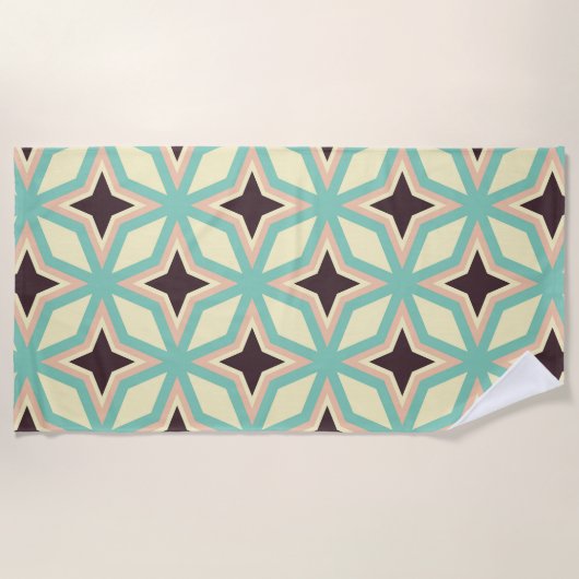 Geometric pattern with alternating dark star shape ビーチタオル (正面)
