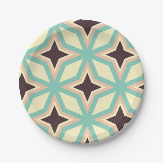 Geometric pattern with alternating dark star shape ペーパープレート (正面)