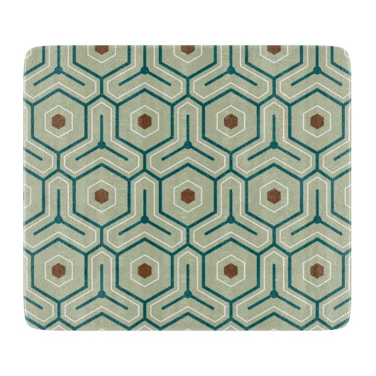 Geometric pattern with interlocking hexagons カッティングボード (正面)