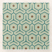Geometric pattern with interlocking hexagons ガラスコースター (正面)
