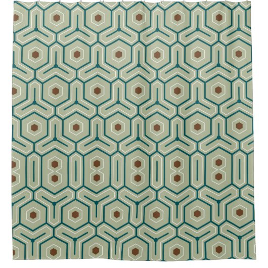 Geometric pattern with interlocking hexagons シャワーカーテン (正面)