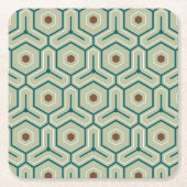 Geometric pattern with interlocking hexagons スクエアペーパーコースター (正面)