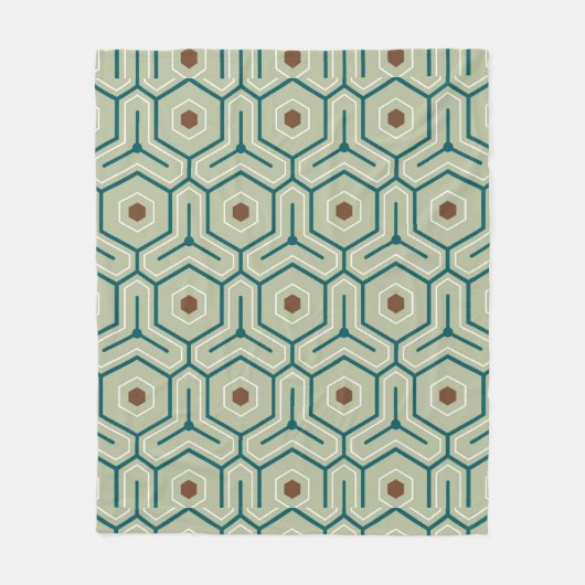 Geometric pattern with interlocking hexagons フリースブランケット (正面)
