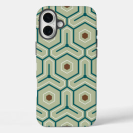 Geometric pattern with interlocking hexagons iPhone 16 plusケース