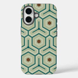 Geometric pattern with interlocking hexagons iPhone 16ケース