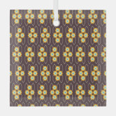 Geometric pattern with orange and blue hexagons ガラスオーナメント (正面)