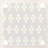 Geometric pattern with orange and blue hexagons ガラスコースター (裏面)