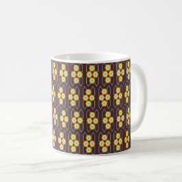 Geometric pattern with orange and blue hexagons コーヒーマグカップ