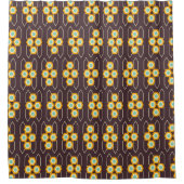 Geometric pattern with orange and blue hexagons シャワーカーテン (正面)