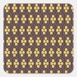 Geometric pattern with orange and blue hexagons スクエアシール