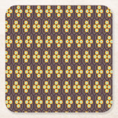 Geometric pattern with orange and blue hexagons スクエアペーパーコースター (正面)