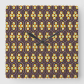 Geometric pattern with orange and blue hexagons スクエア壁時計 (正面)