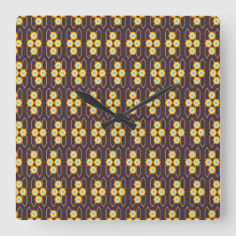 Geometric pattern with orange and blue hexagons スクエア壁時計