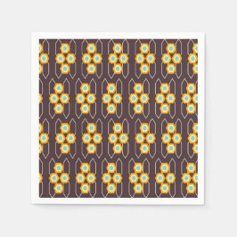 Geometric pattern with orange and blue hexagons スタンダードカクテルナプキン