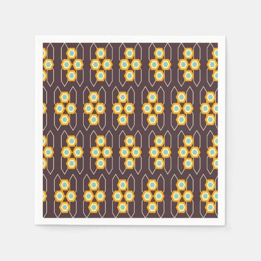 Geometric pattern with orange and blue hexagons スタンダードカクテルナプキン (正面)