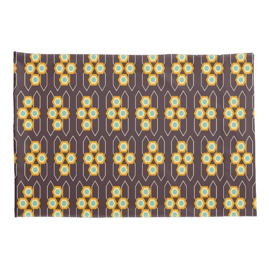 Geometric pattern with orange and blue hexagons 枕カバー (裏面-右)