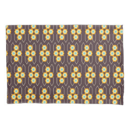 Geometric pattern with orange and blue hexagons 枕カバー