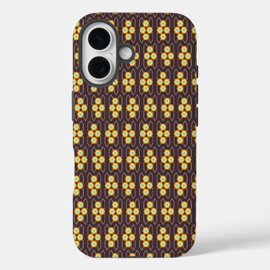 Geometric pattern with orange and blue hexagons Case-Mate iPhoneケース (裏面)