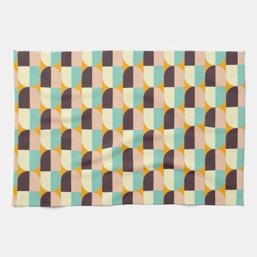 Geometric pattern with overlapping half-circles キッチンタオル (横)