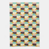 Geometric pattern with overlapping half-circles キッチンタオル (縦)