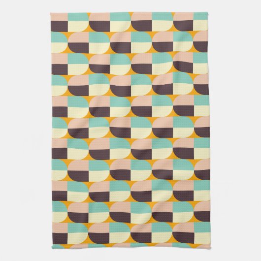 Geometric pattern with overlapping half-circles キッチンタオル (縦)