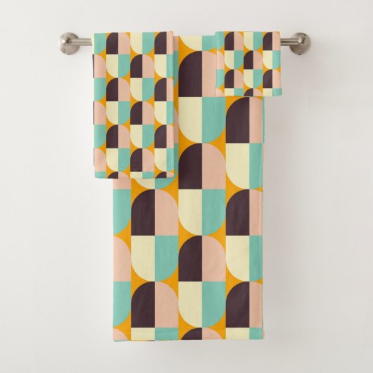 Geometric pattern with overlapping half-circles バスタオルセット (インサイチュ)