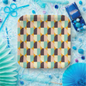 Geometric pattern with overlapping half-circles ペーパープレート (パーティー)