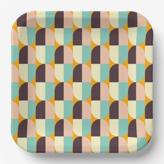 Geometric pattern with overlapping half-circles ペーパープレート (正面)