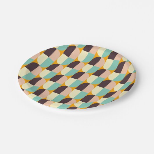 Geometric pattern with overlapping half-circles ペーパープレート (アングル)