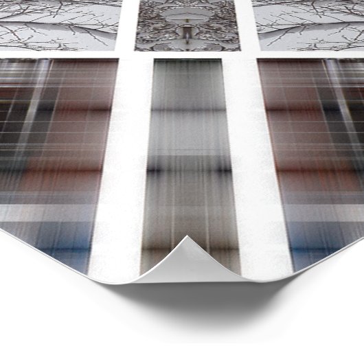 Geometric Pattern with Snowy Winter Trees ポスター (角)