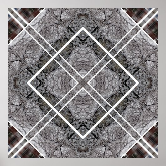 Geometric Pattern with Snowy Winter Trees ポスター (正面)