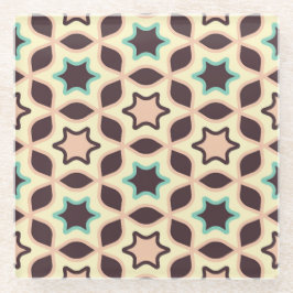  Geometric pattern with star shapes in brown and t ガラスコースター