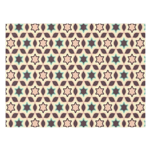  Geometric pattern with star shapes in brown and t テーブルクロス (正面(横))