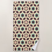  Geometric pattern with star shapes in brown and t ビーチタオル (正面)