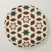  Geometric pattern with star shapes in brown and t ラウンドクッション (裏面)
