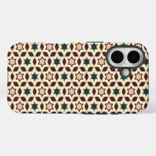  Geometric pattern with star shapes in brown and t Case-Mate iPhoneケース (裏面 (横))