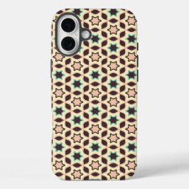  Geometric pattern with star shapes in brown and t iPhone 16 Plusケース